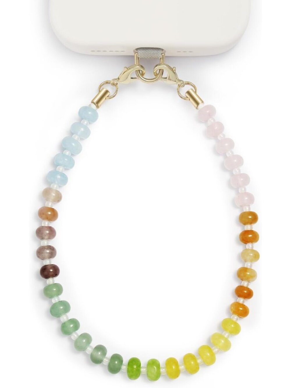 Natural Stone Phone Charm, Beaded Healing Phone Wrist Strap, Handmade Cellphone